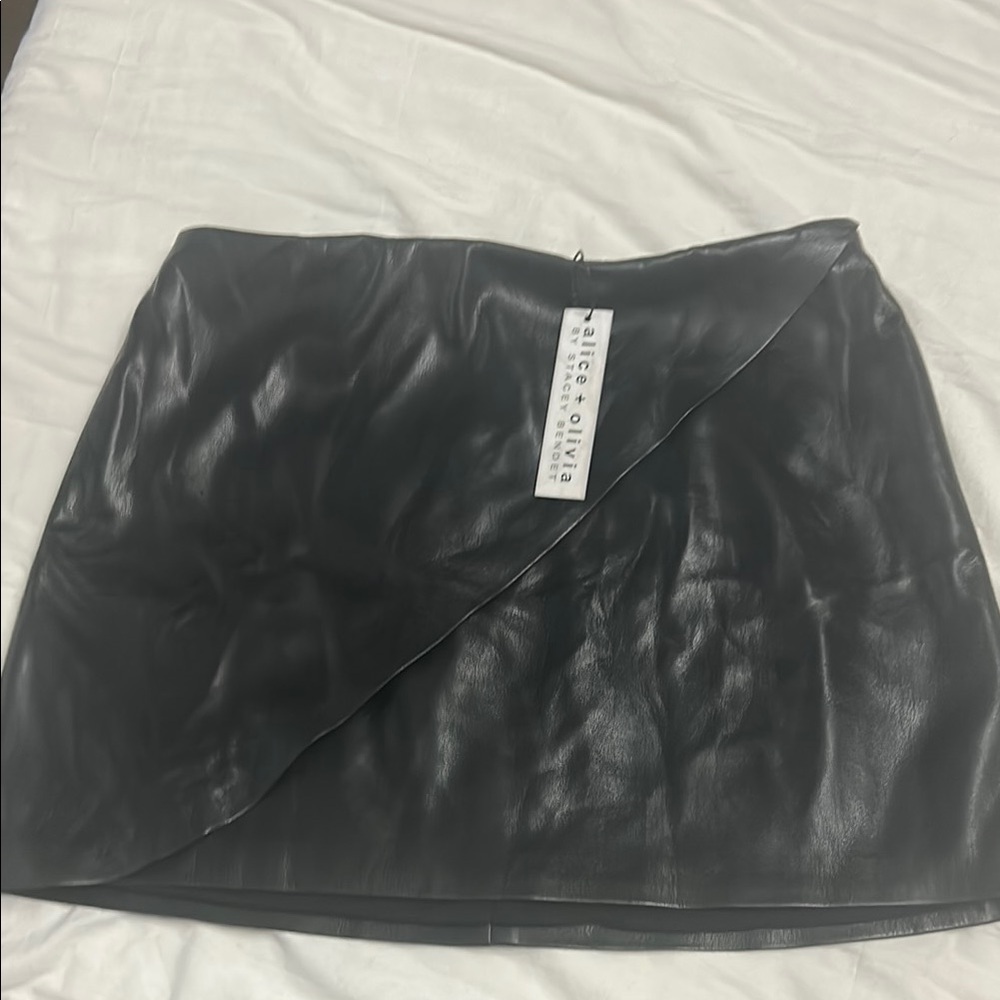 Alice + Olivia Black Leather Skirt